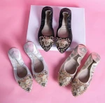 ladies wholesale luxury rhinestone foldable bride flat shoes