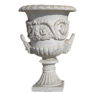 Buy Large Size Garden Home Decor Natural Stone Hand Carved White Marble ...