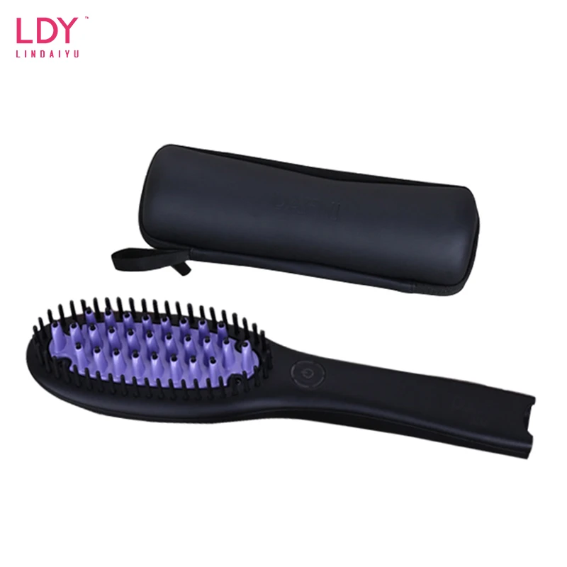 LDY wholesale professional digital ceramic hair straightener brush electric straightening irons straight steam comb