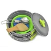Lightweight Outdoor camping green handle cookware Set