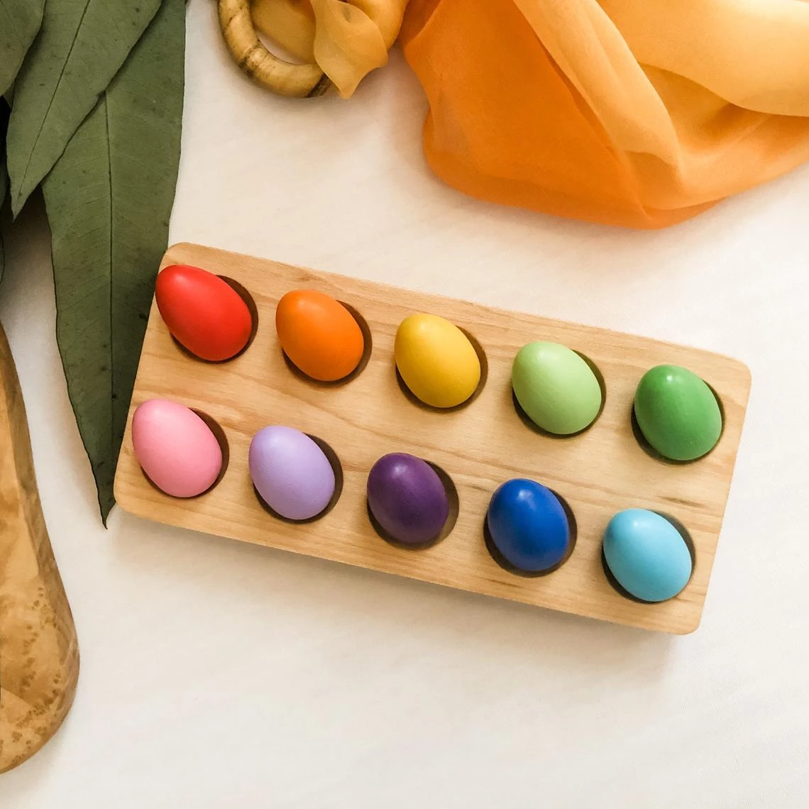 Little Rainbow Eggs Wooden Toys Loose Parts Small Rainbow Eggs Montessori Toys 10 Color Rainbow Mini Wooden Eggs Color Sorting