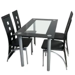 Luxury classical furniture living room dining room set glass dining table and 4 chairs modern dinner table set