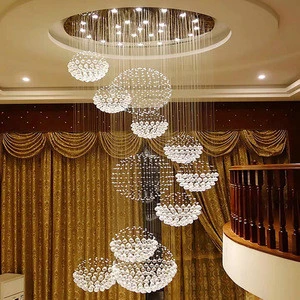 Luxury Creative LED Crystal Customized Chandeliers Villa Stairs Lamp Modern Pendant Lights