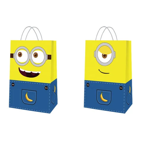 Man Paper Gift Bag Festival Decoration Favor Tote Bag Kid Birthday Party Supplies Baby Shower Decor Yellow Kraft Paper Accept