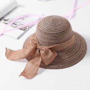 Manufacture folding white and pink multi colors beach straw hat