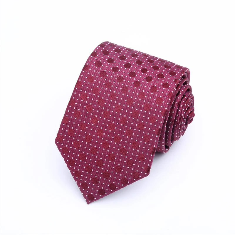 Manufacturers Customized Logo Burgundy And Red Floral Flower Jacquard 7CM Plaid Silk Skinny Necktie Ties