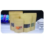 Matte Stand Up Open Window Reusable Grocery Bags for Food Grade Preservation Dried Fruit Kraft Paper Material Stand-up Pouch