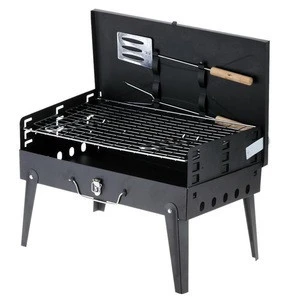 Mini Iron Spray Paint Indoor Outdoor Portable Foldable Charcoal Table Barbecue BBQ Grill Set With Fork And Shovel
