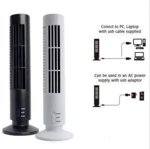Mini USB Tower Fan 2-Speed Portable Bladeless Cooling Air Conditioner Desk Desktop Table Cooler Fan