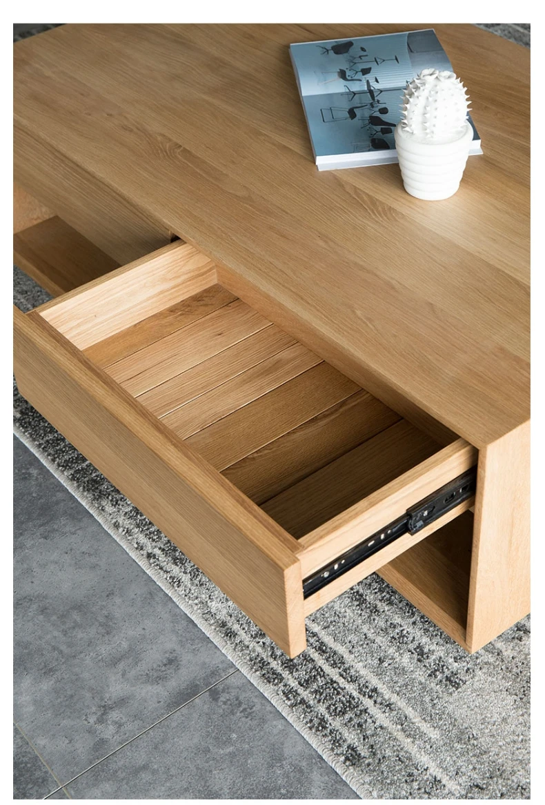 Modern Coffee Table End Table Ash Furniture OEM Manufacturer with Storage Wooden with 4 Drawers Sofa Table Living Room White