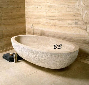 modern egg shape stone forest travertine freestanding bathtub for sale