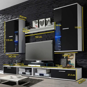 Modern Living room TV wall unit Wood Led High Glass Modern Corner TV Stand Furniture