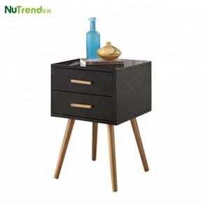 Modern Wooden bedside nightstand side table with 2 drawers design
