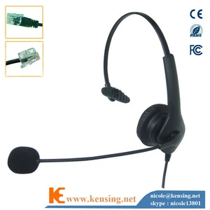 Monaural telephone headset with RJ connector and noise cancel microphone