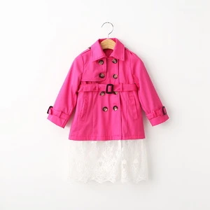 MS65151C wholesale fashion lace design childrens&#039; trench coats