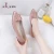 Import Multi colors blue red pink stylish flat shoes with square bucket women flat suede shoes from China
