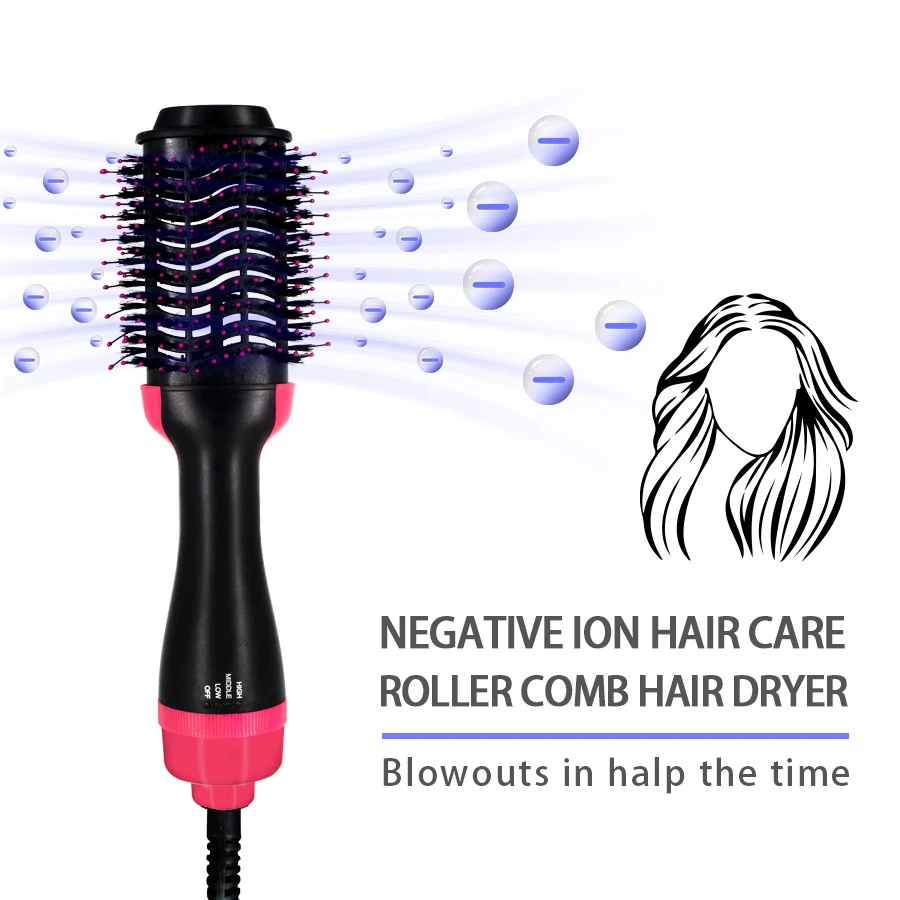 Multifunctional negative ion hot air comb brush hair dryer,5 in 1 wrap styler professional volumizer accessory hair dryer