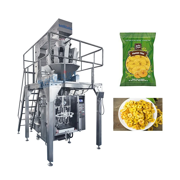 Multihead automatic plantain chips packaging machine vertical chip ffs slanty packing machine for banana chips
