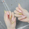 Nail art supplies long coffin pink false nails acrylic full cover artificial nail tips