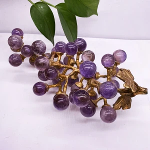 Natural Aura Clear Quartz Crystals Healing Stones Purple Amethyst Grape of Folk Crafts