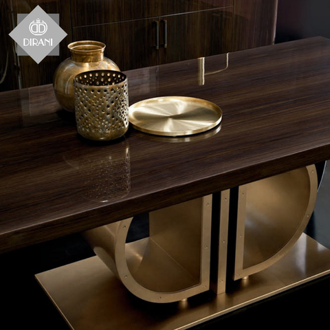 Buy Natural Solid Wood Table Top Metal Base Dining Table Modern Style ...