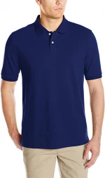 Navy Super soft premium polo shirt regular fit with side slit