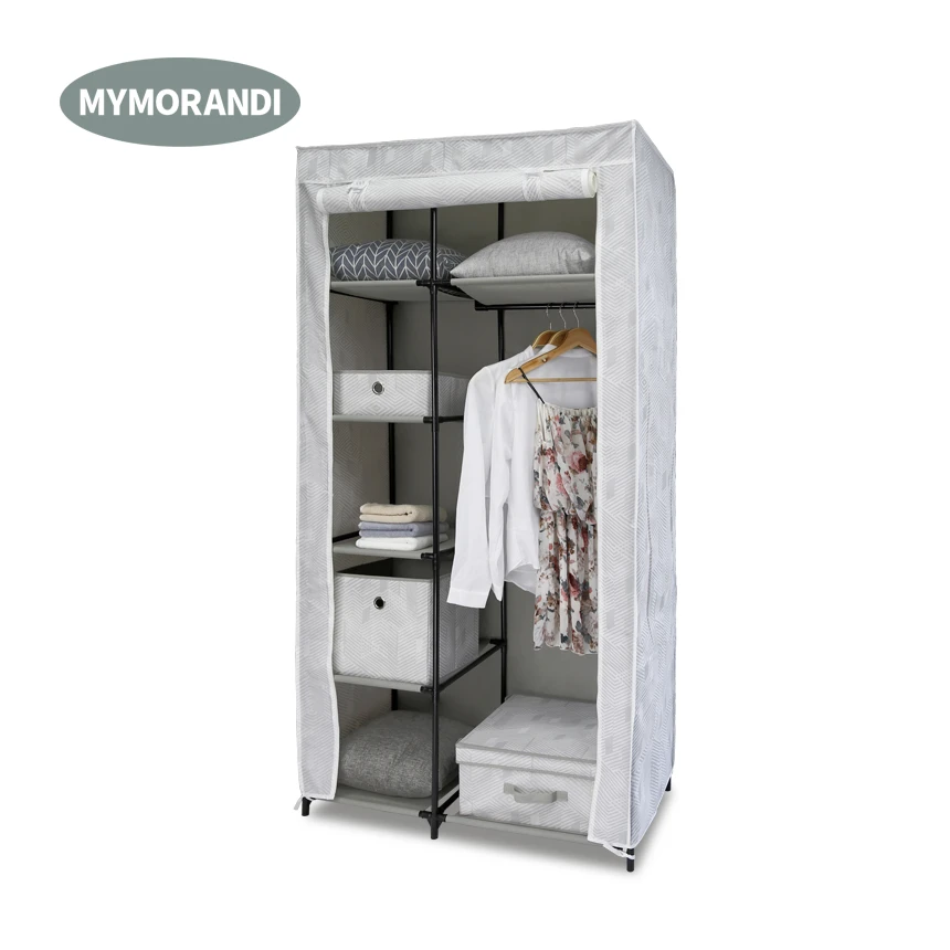 New design Easy Assembly Non Woven Fabric Wardrobe Closet with 7 storage shelf