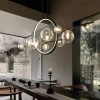 New Design Glass Bubble Chandelier LED Nordic Black Kitchen Island Hanging Lights Round Ring Decor Lighting Fixtures 110-220V