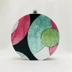 New design patchwork acrylic Luxury multi color geometric cute clutch purse shoulder crossbody women hand evening bags for party