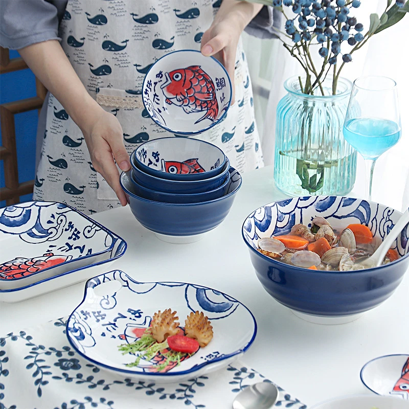 New item porcelain japanese plates ceramic tableware sets dinnerware restaurant