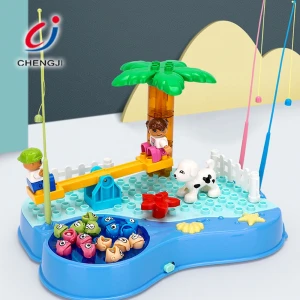 New kids play assembly game toy set creative plastic pool building fishing block
