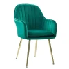 New Luxury Style Velvet Upholstery Gold Stainless Steel Frame Armrest Dining Chair