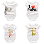 New short sleeved footprints are pure and cute dog patterns for summer baby clothes