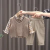 New Spring Autumn Baby Clothes Suit Boys Outfit Sets Korean Baby Boys Shirt Pants Vest 3PCS Sets Childrens Set Kids Outfits