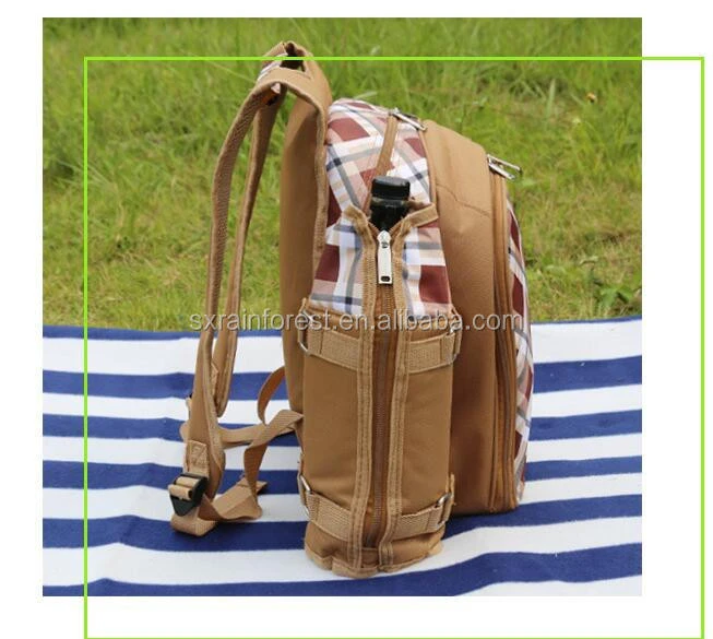 New Style fashional travel thermos backpack picnic bag 4 person with cutlery set