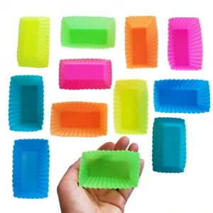 Nonstick Easy Clean Pastry Rectangle Muffin Molds Silicone Cupcake Liners silicone Baking Cups