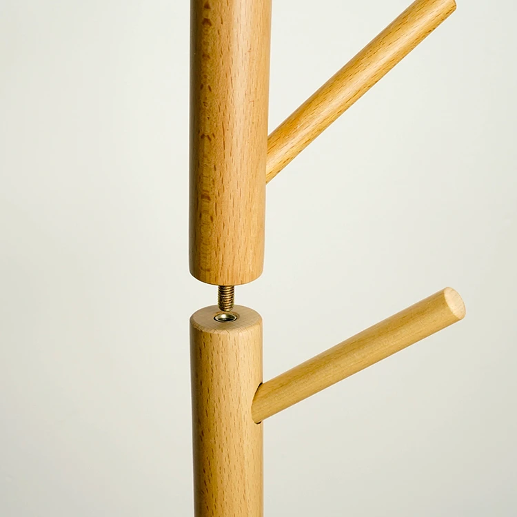 Nordic Style Wooden Standing Coat Rack With Custom Hooks Wood Tree Stand Coat Racks