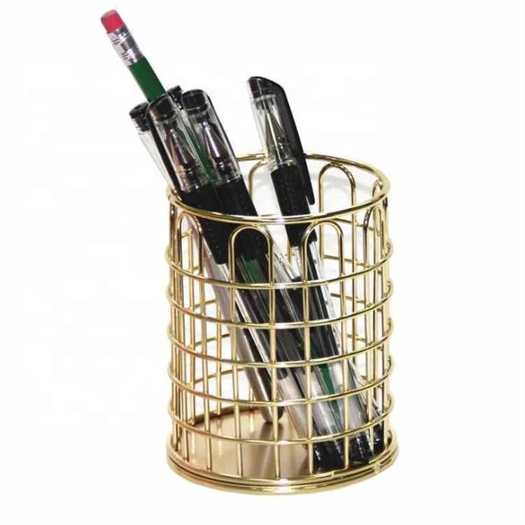 Northern Europe ins metal Rose gold Hollow out Stationery storage Office desktop Multifunctional pen case Iron pen holder