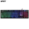 NPET K10 104 Keys Professional RGB backlight Gaming Keyboard, Wired Backlit Mechanical Feeling Rainbow Illuminated Keyboard