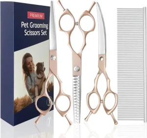 OEM 5-in-1 Stainless Steel Grooming Scissors 7 Inch Pet Scissors Pet Grooming Scissors