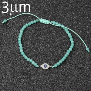 OEM Stone Bracelet Handmade Blue Natural Stone Beads Adjustable Knit Copper Charm  Evil Eye Bracelet for Women Bride maid gift