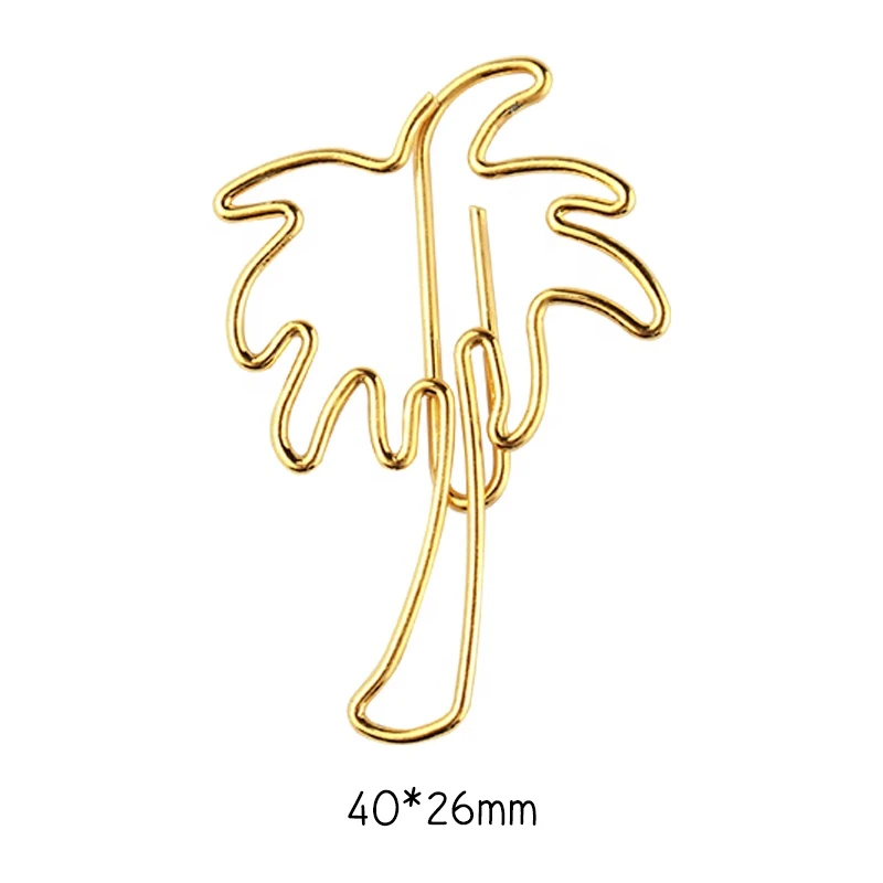 Office Supplies Coconut Palm Shape High Quality Material Brass Paper Clips Mini
