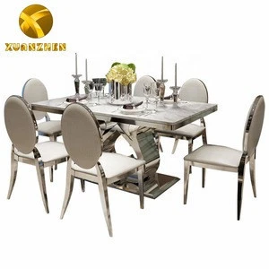 Other commercial furniture metal dinning table set modern restaurant dining tables with chairs DT006