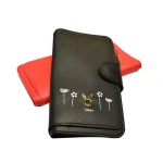 our factory customized cartoon flower printing golden rabbit decoration pu leather waterproof golden zipper ladies wallet holder