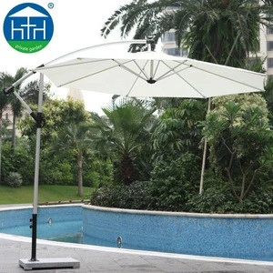 Outdoor furniture aluminum side post beach umbrella with marble base for restaurant