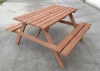 outdoor wooden picnic table with umbrella hole