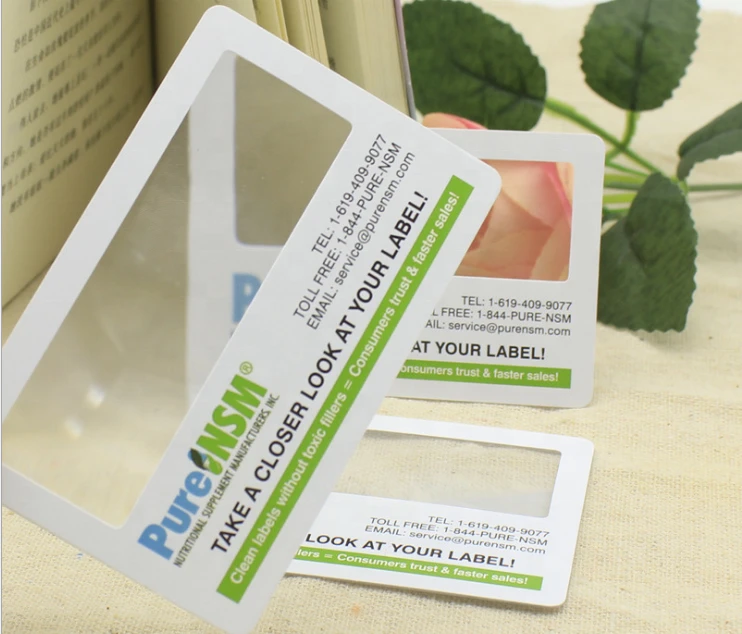 Plastic card magnifier PVC business card magnifier