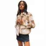 Plus Size Women Faux Fur Coats Jackets Winter Stand Collar plaid Trench Coats Windbreaker Fashionable Wool Coat Women