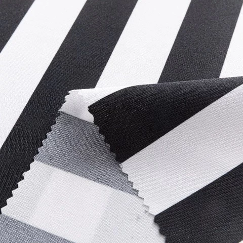 100 Polyester Custom Design Black and White Stripes Mini Matt Printed Fabric for dress