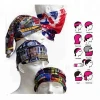 Polyester multifunctional tubular headwear, unisex knitted stretchy printed multiscarf